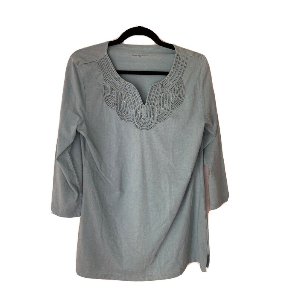 Charter Club Womens Beaded   Tunic Top Size Large